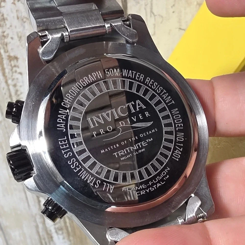 Invicta Pro Diver 17401 Mens Chronograph Black Dial Stainless Steel Watch 48mm